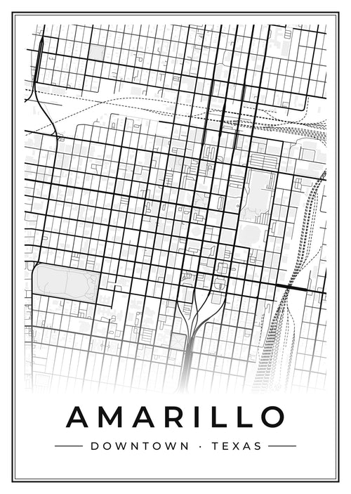 Street map poster of downtown Amarillo, Texas