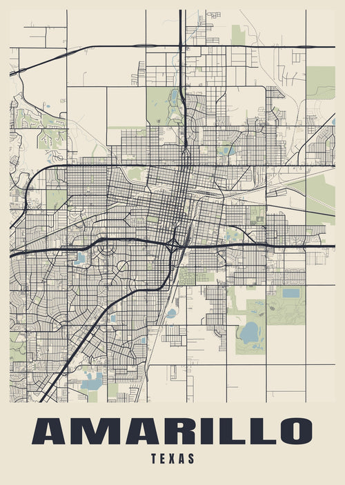 Street map poster of Amarillo, Texas