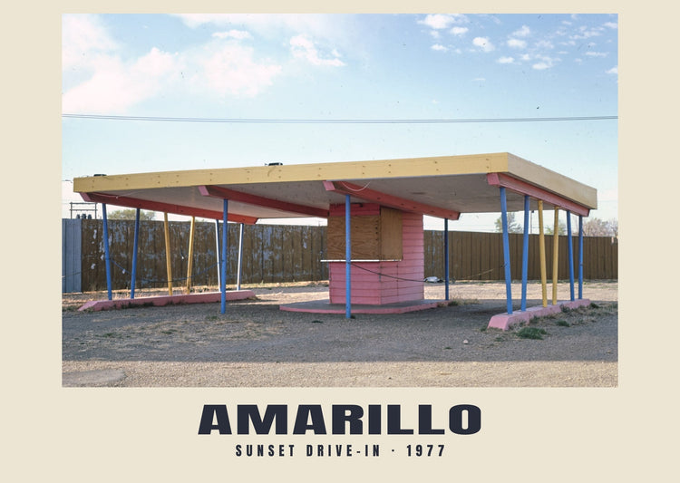 Sunset Drive-In, Amarillo, Texas — 1977 · Wydruk historycznej fotografii