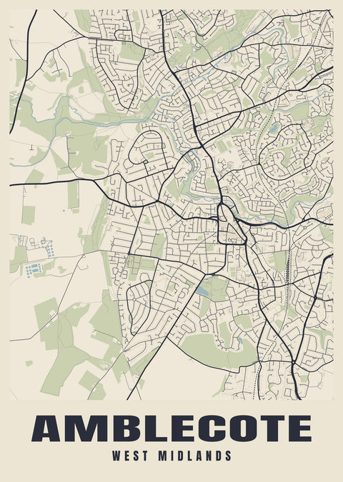 Amblecote Street Map Poster