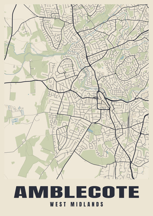 Street map poster of Amblecote, West Midlands