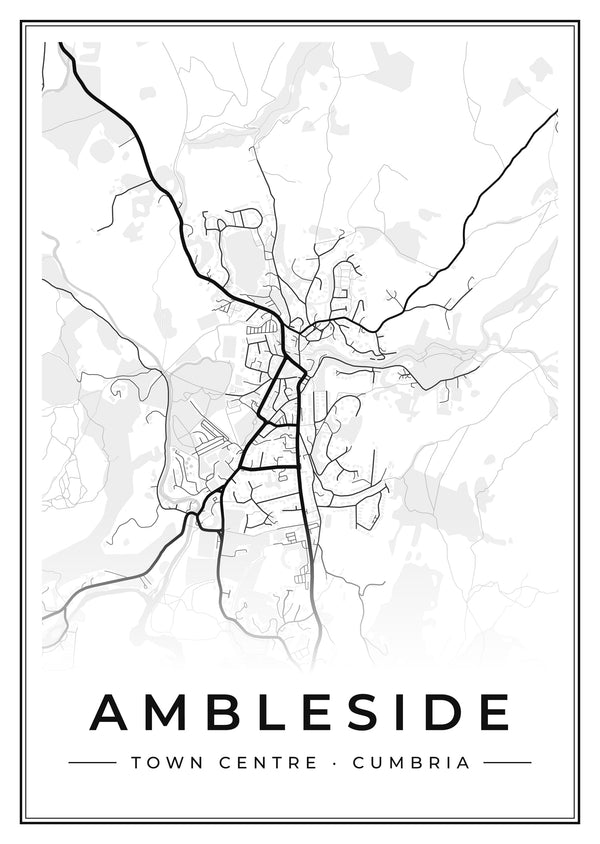 Ambleside Town Centre Street Map Poster
