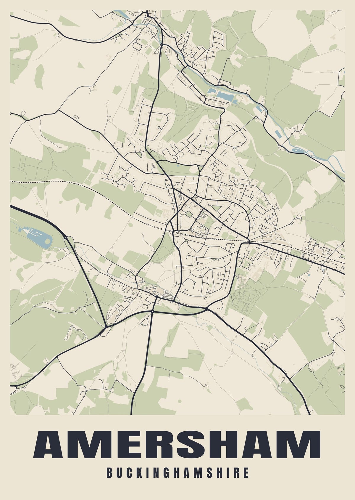 Street map poster of Amersham, Buckinghamshire