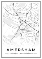 Street map poster of Amersham town centre, Buckinghamshire