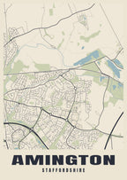 Street map poster of Amington, Staffordshire