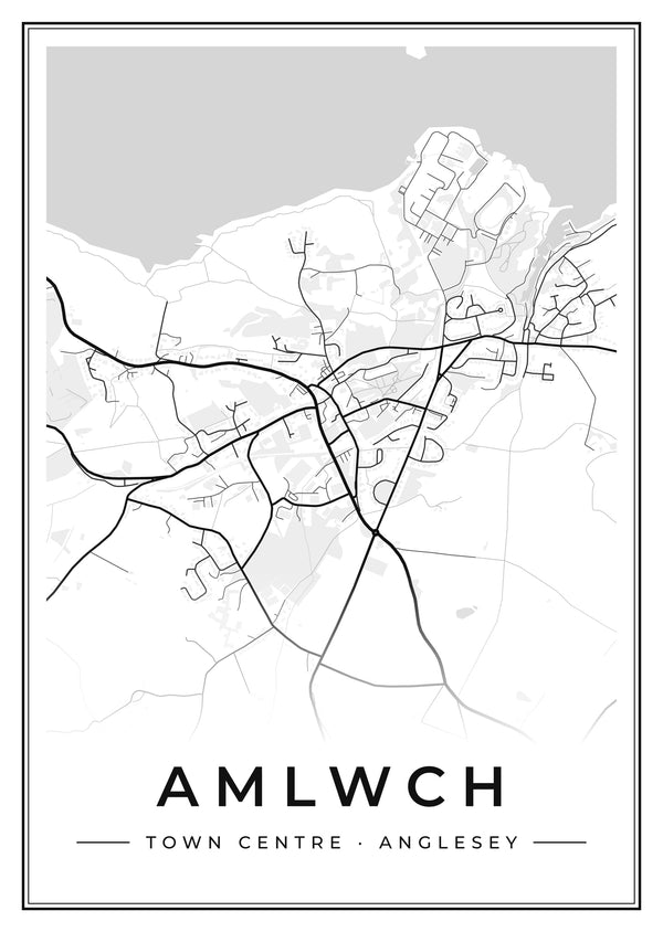 Amlwch Town Centre Street Map Poster