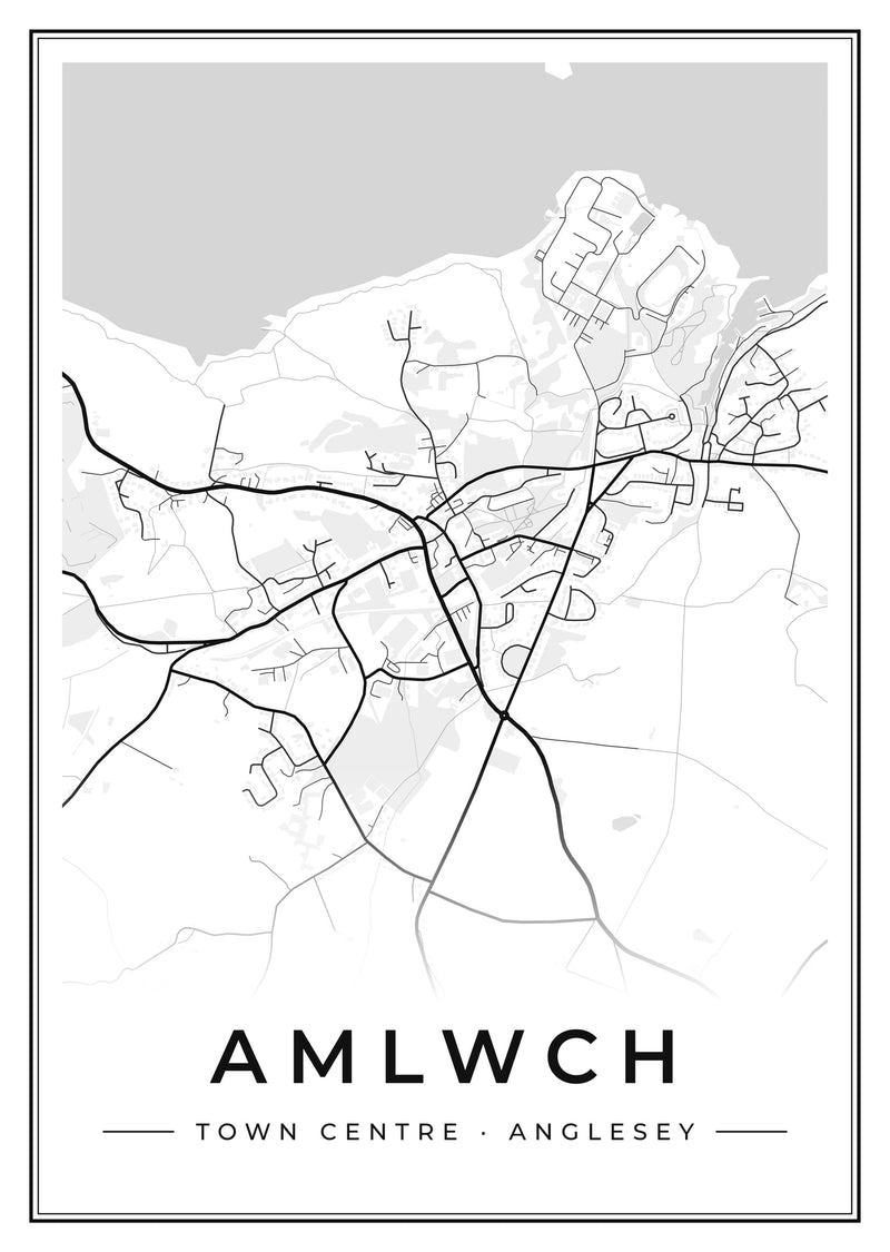 Amlwch Town Centre Street Map Poster