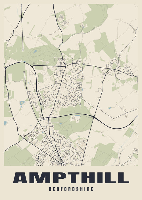 Street map poster of Ampthill, Bedfordshire