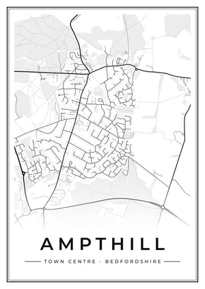 Ampthill Town Centre Street Map Poster