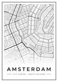 Street map poster of Amsterdam city centre, North Holland
