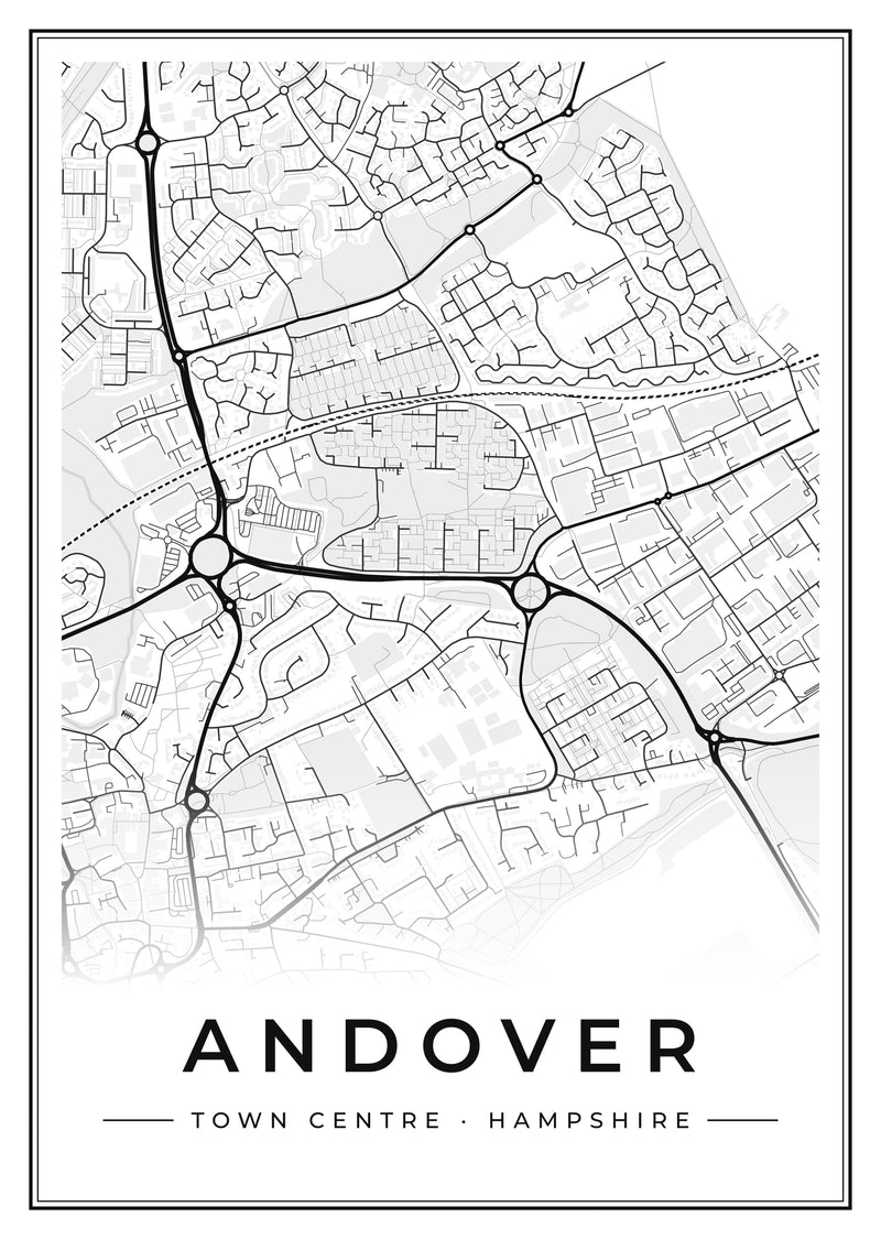 Andover Town Centre Street Map Poster