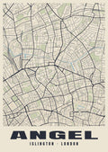 Heritage street map poster of Angel, Islington, London