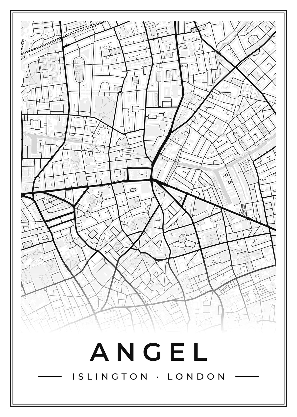 Street map poster of Angel, Islington, London