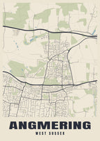 Street map poster of Angmering, West Sussex