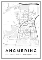 Street map poster of Angmering village centre, West Sussex