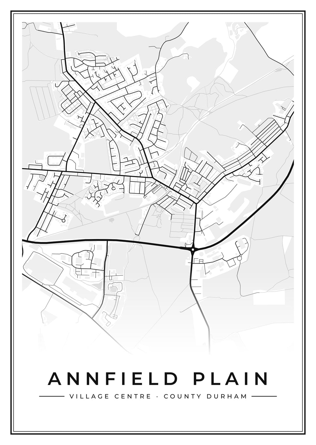 Street map poster of Annfield Plain village centre, County Durham