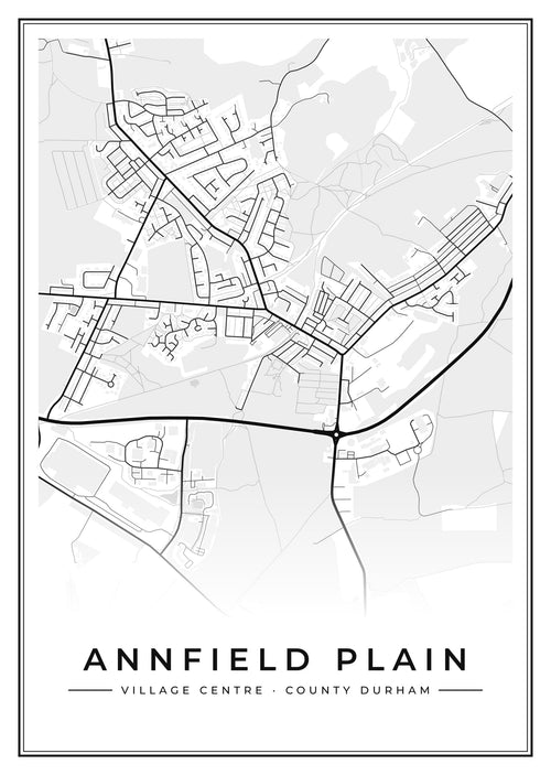 Street map poster of Annfield Plain village centre, County Durham