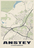 Street map poster of Anstey, Leicestershire