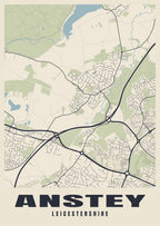 Street map poster of Anstey, Leicestershire