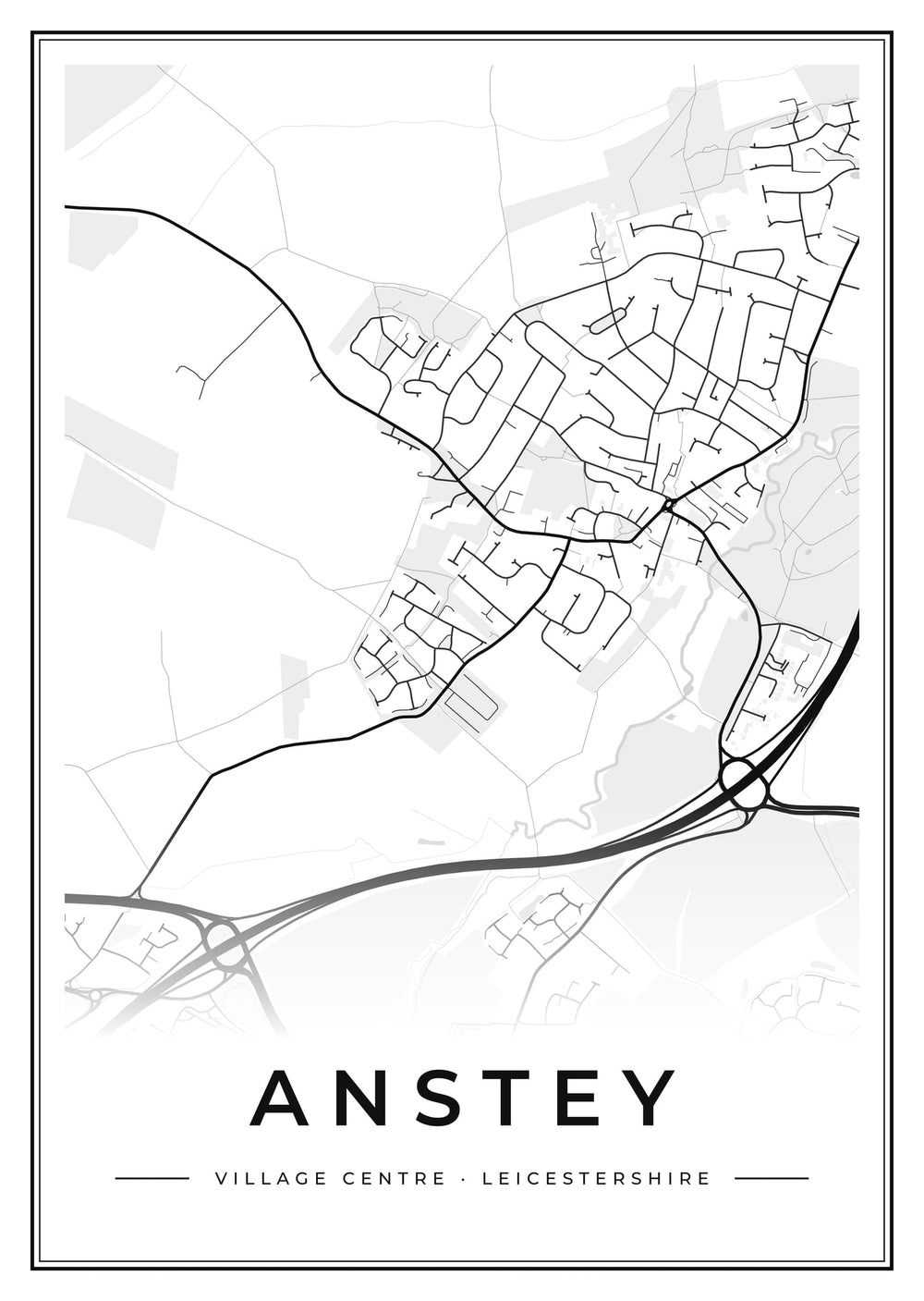 Anstey Village Centre Street Map Poster