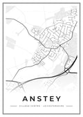 Street map poster of Anstey village centre, Leicestershire
