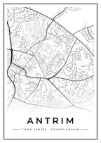 Street map poster of Antrim town centre, County Antrim
