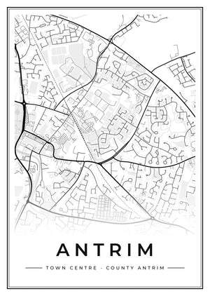 Antrim Town Centre Street Map Poster