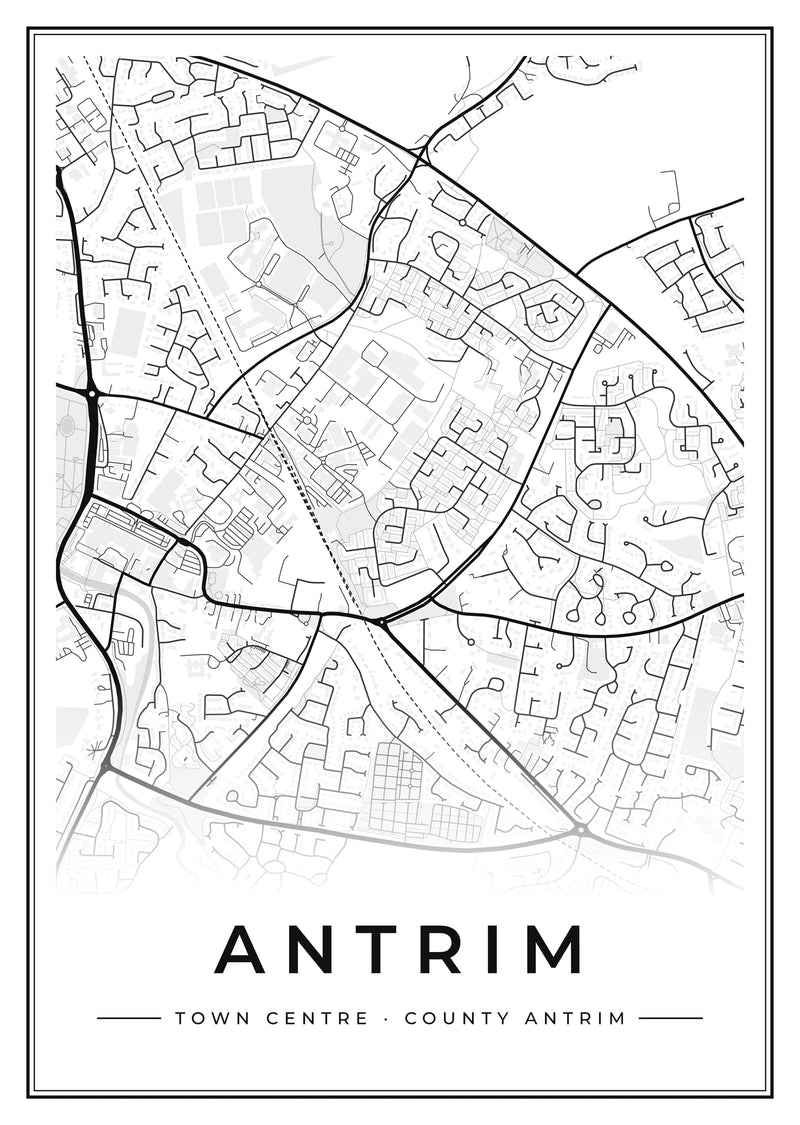 Antrim Town Centre Street Map Poster