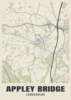 Street map poster of Appley Bridge, Lancashire