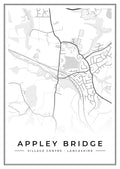 Street map poster of Appley Bridge village centre, Lancashire