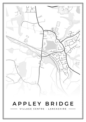 Appley Bridge Village Centre Street Map Poster