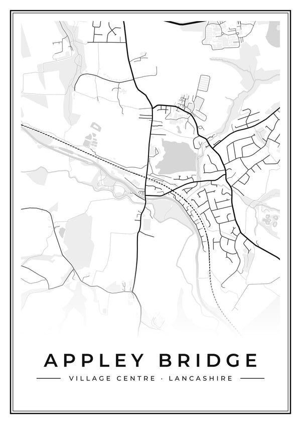 Appley Bridge Village Centre Street Map Poster