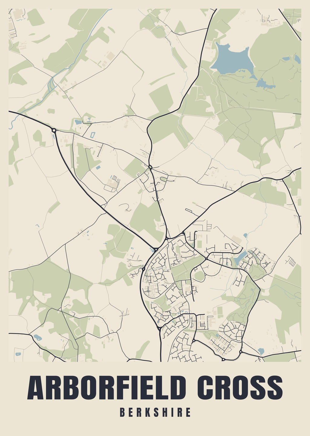 Street map poster of Arborfield Cross, Berkshire