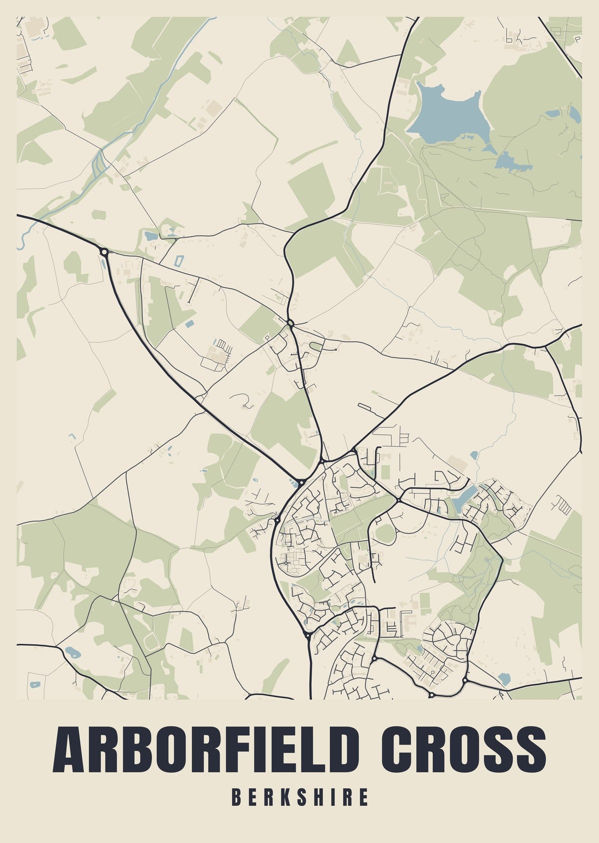 Street map poster of Arborfield Cross, Berkshire