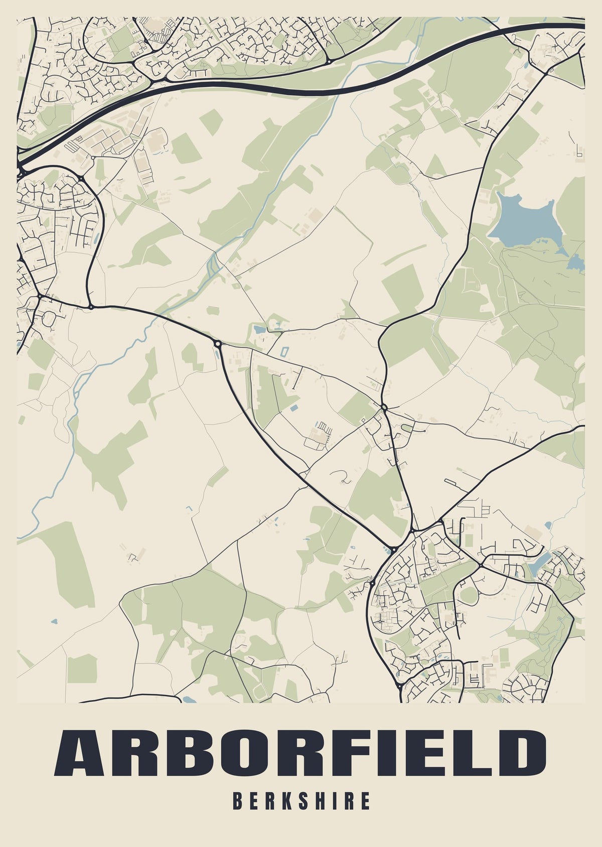 Street map poster of Arborfield, Berkshire