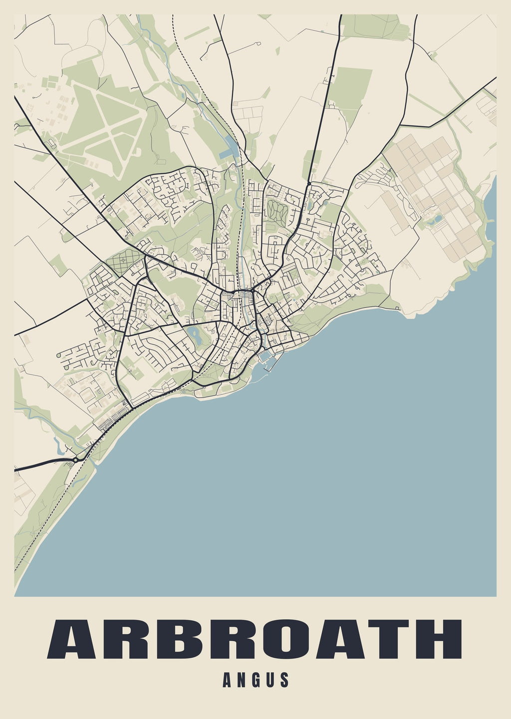Street map poster of Arbroath, Angus