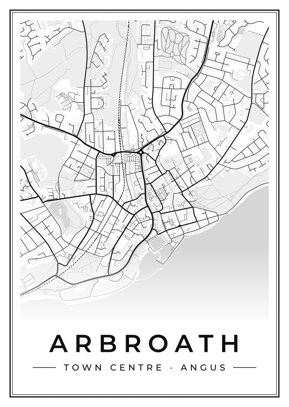 Street map poster of Arbroath town centre, Angus