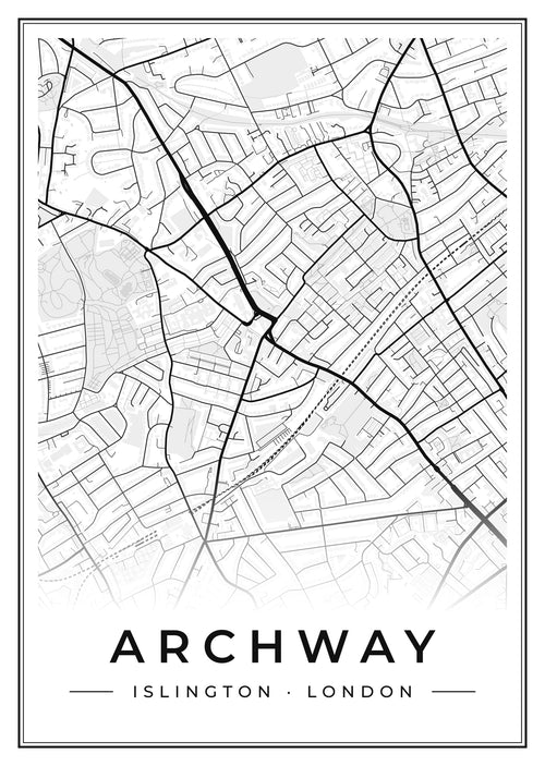 Street map poster of Archway, Islington, London
