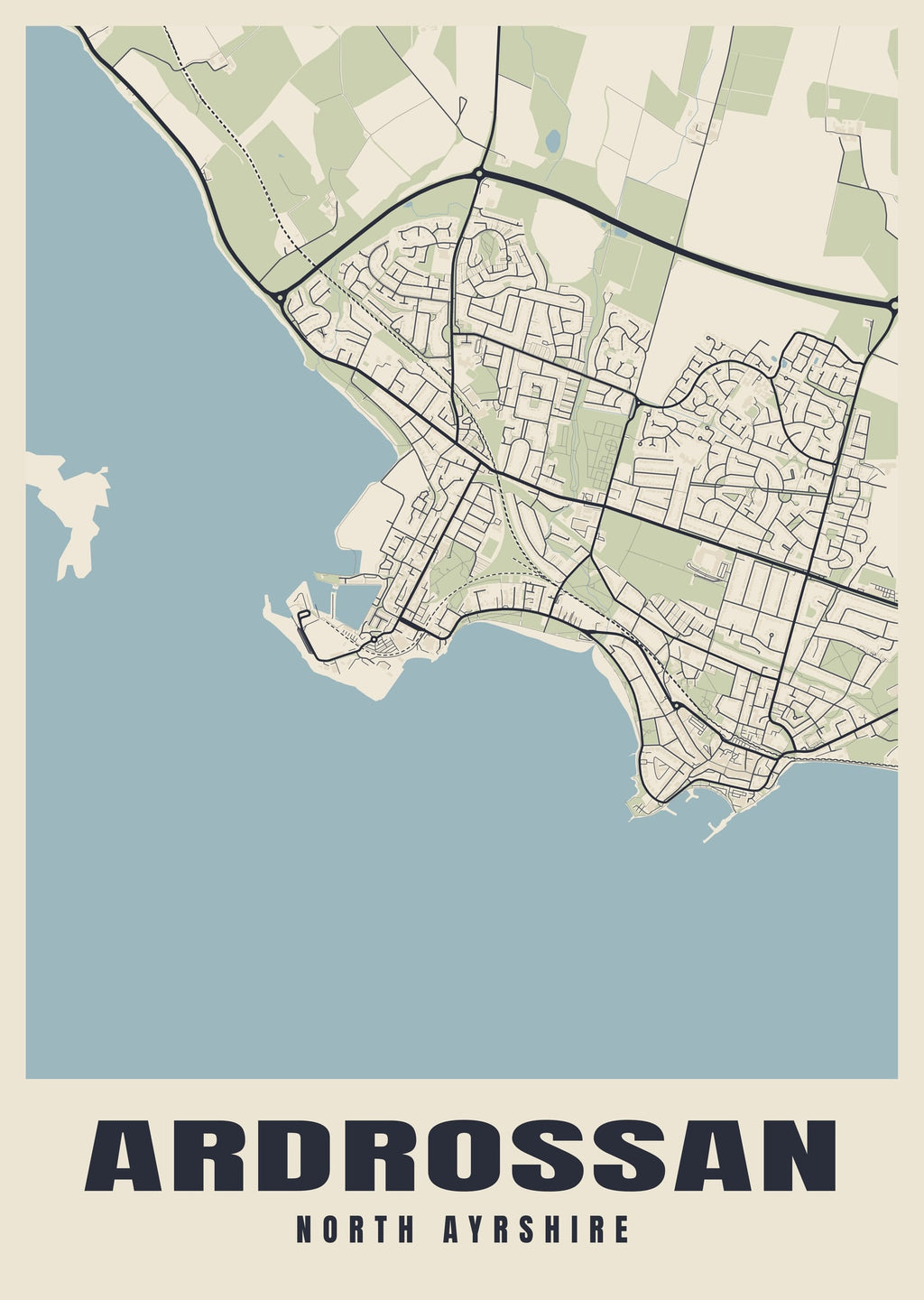 Street map poster of Ardrossan, North Ayrshire