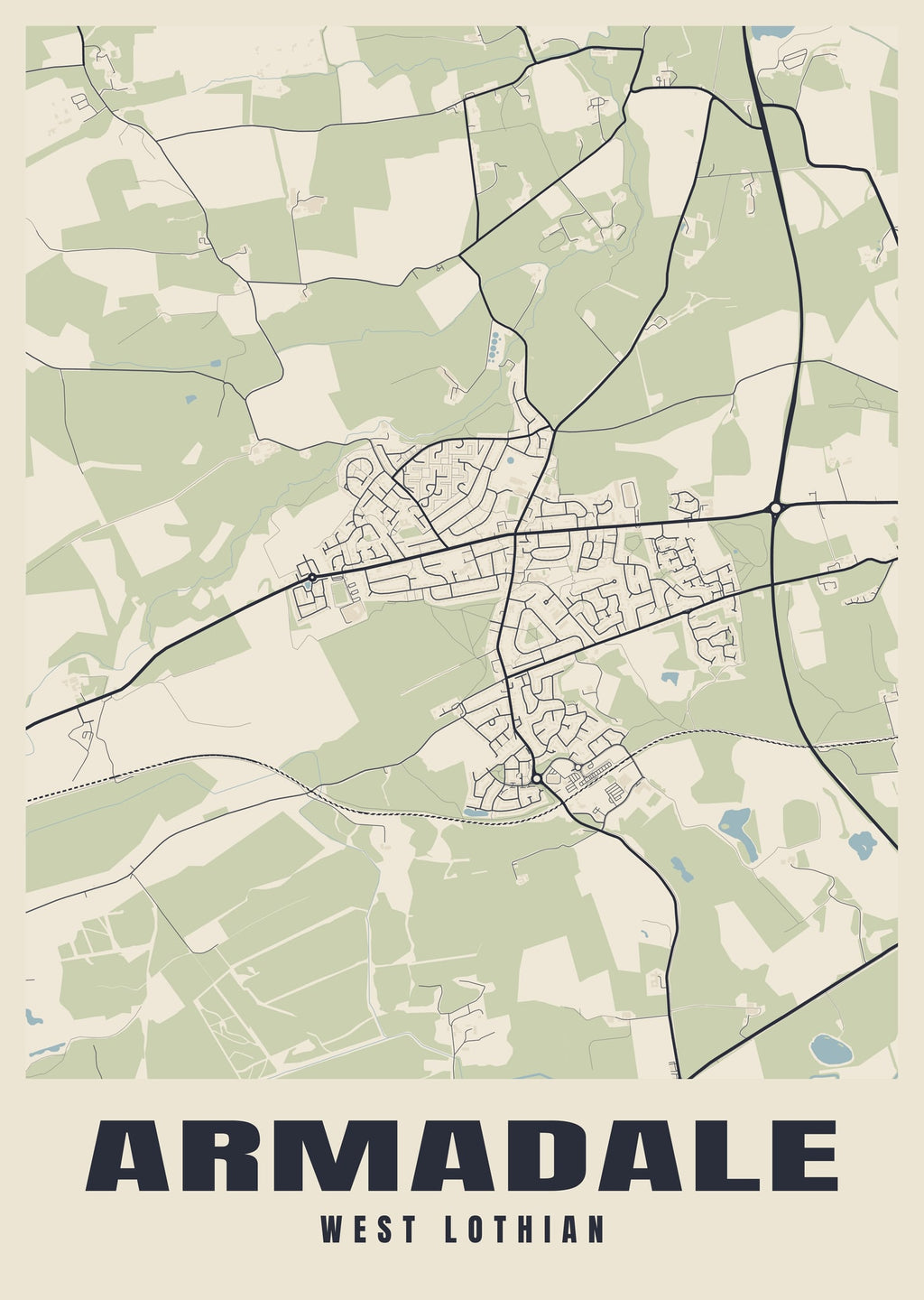 Street map poster of Armadale, West Lothian