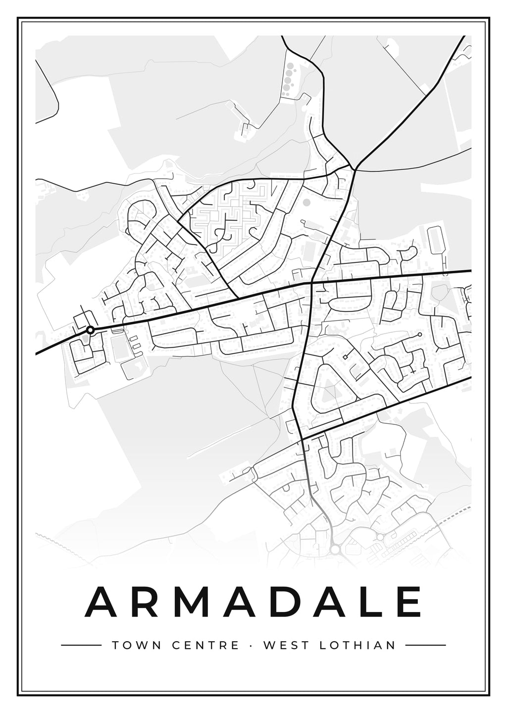 Street map poster of Armadale town centre, West Lothian