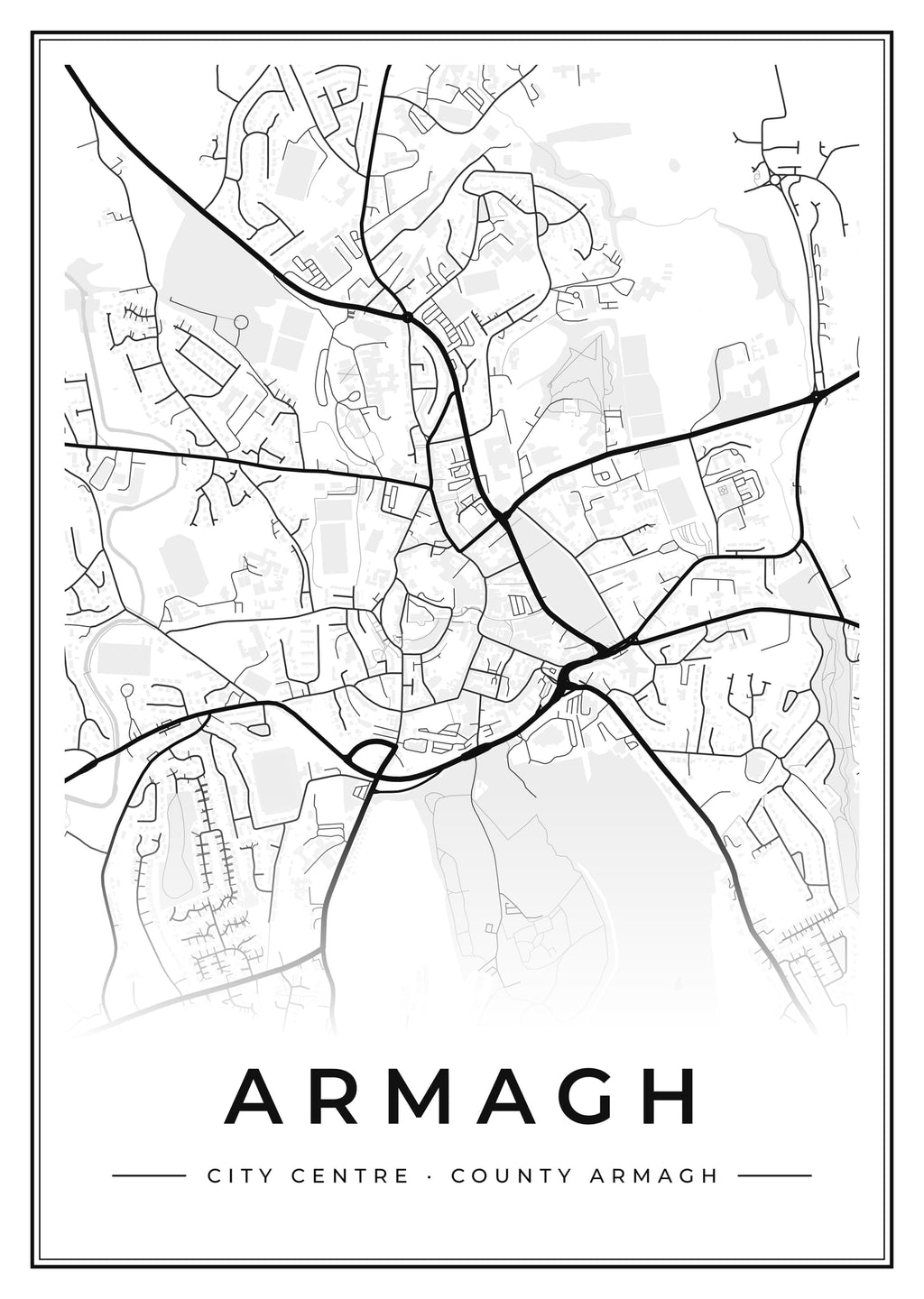 Street map poster of Armagh city centre, County Armagh