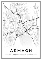 Street map poster of Armagh city centre, County Armagh