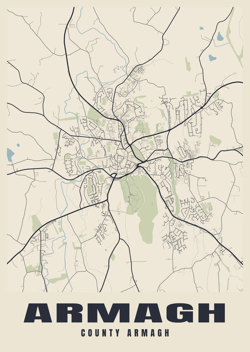 Street map poster of Armagh, County Armagh