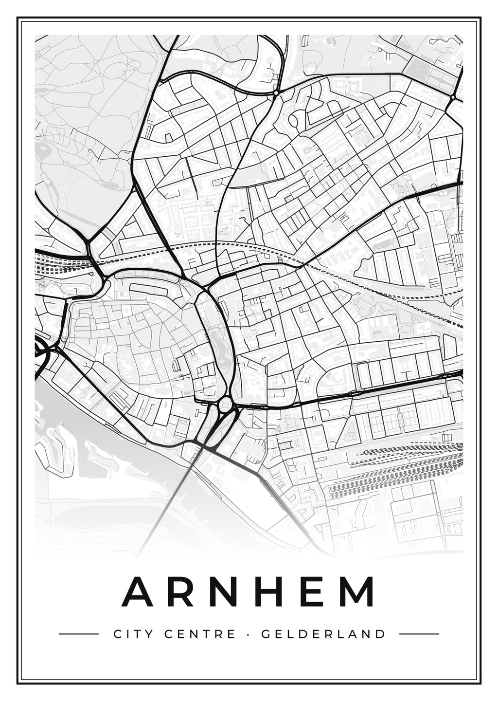 Street map poster of Arnhem city centre, Gelderland