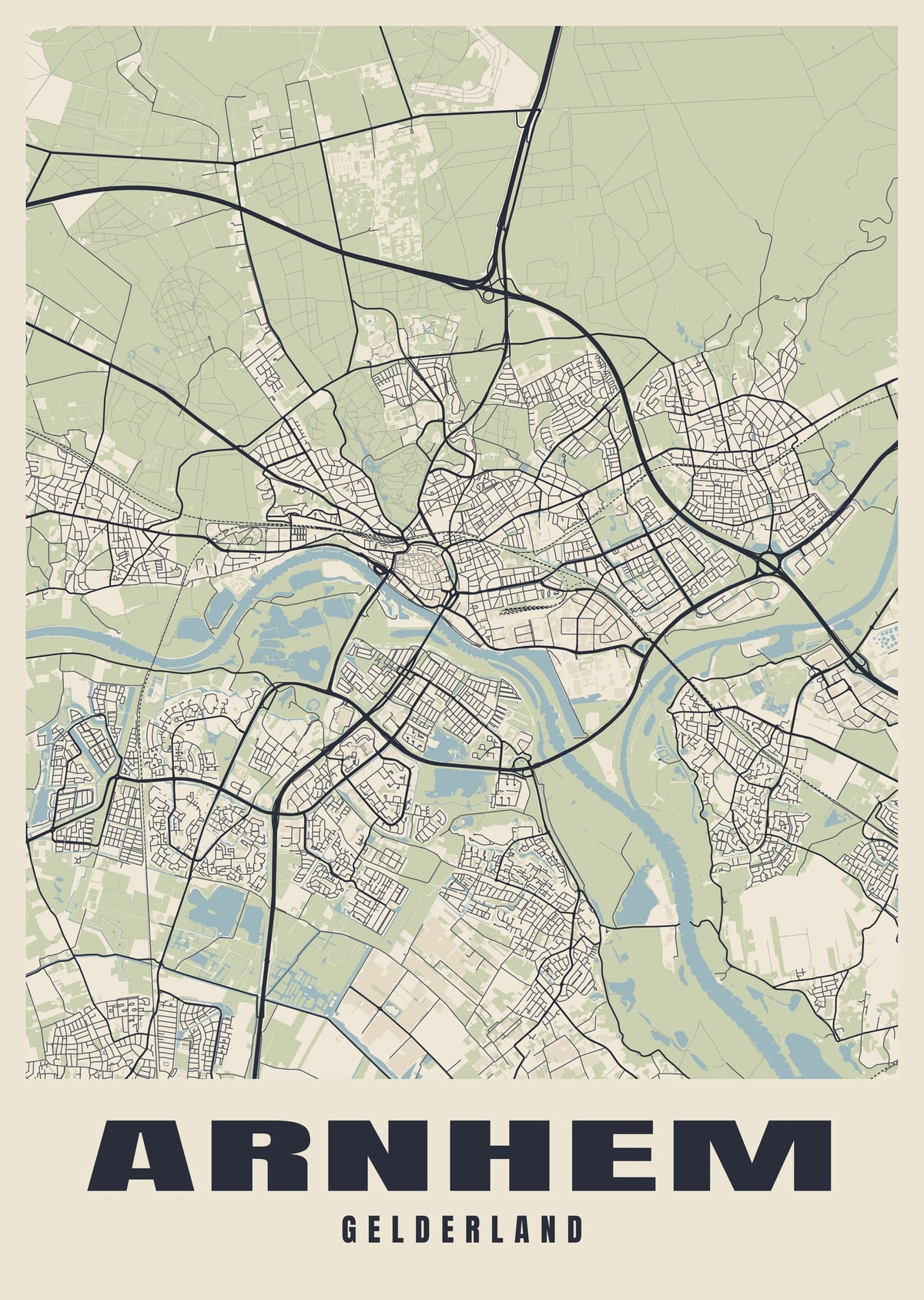 Street map poster of Arnhem, Gelderland