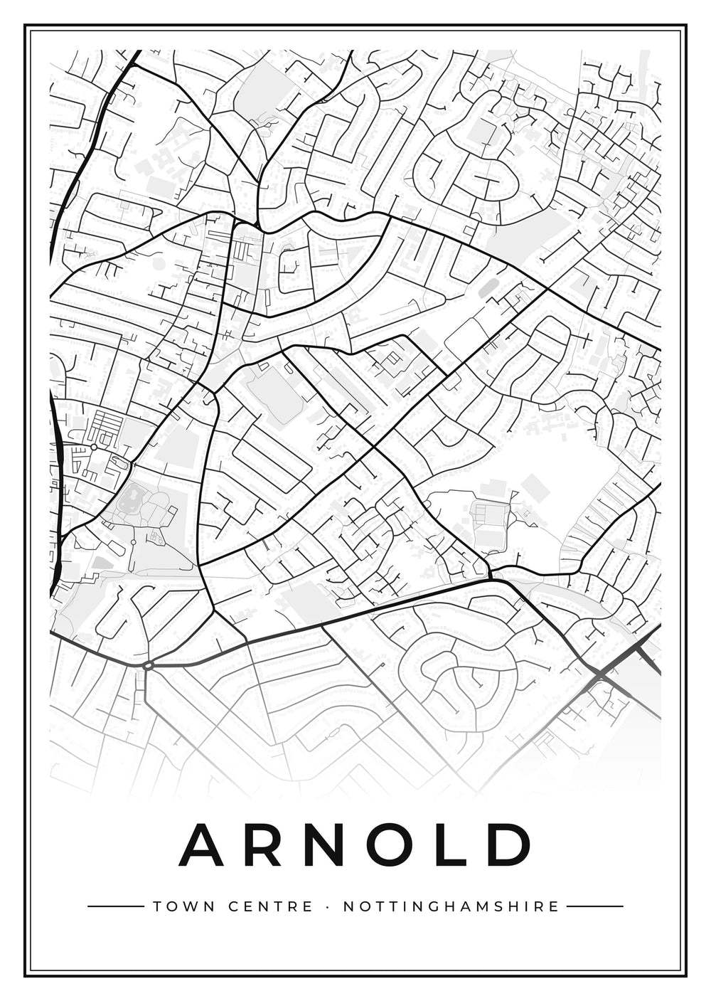 Arnold Town Centre Street Map Poster