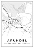 Street map poster of Arundel town centre, West Sussex