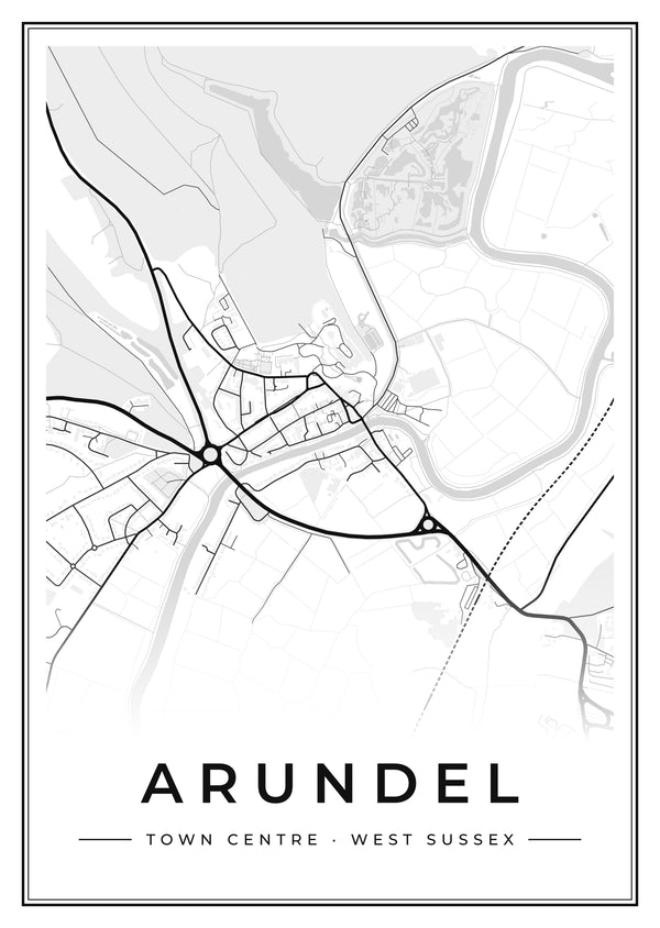 Arundel Town Centre Street Map Poster