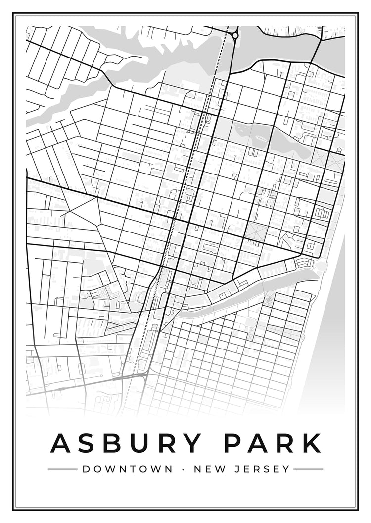 Asbury Park Downtown Street Map Poster